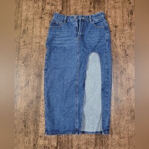 SHEIN Split Front Petite Small Denim Skirt